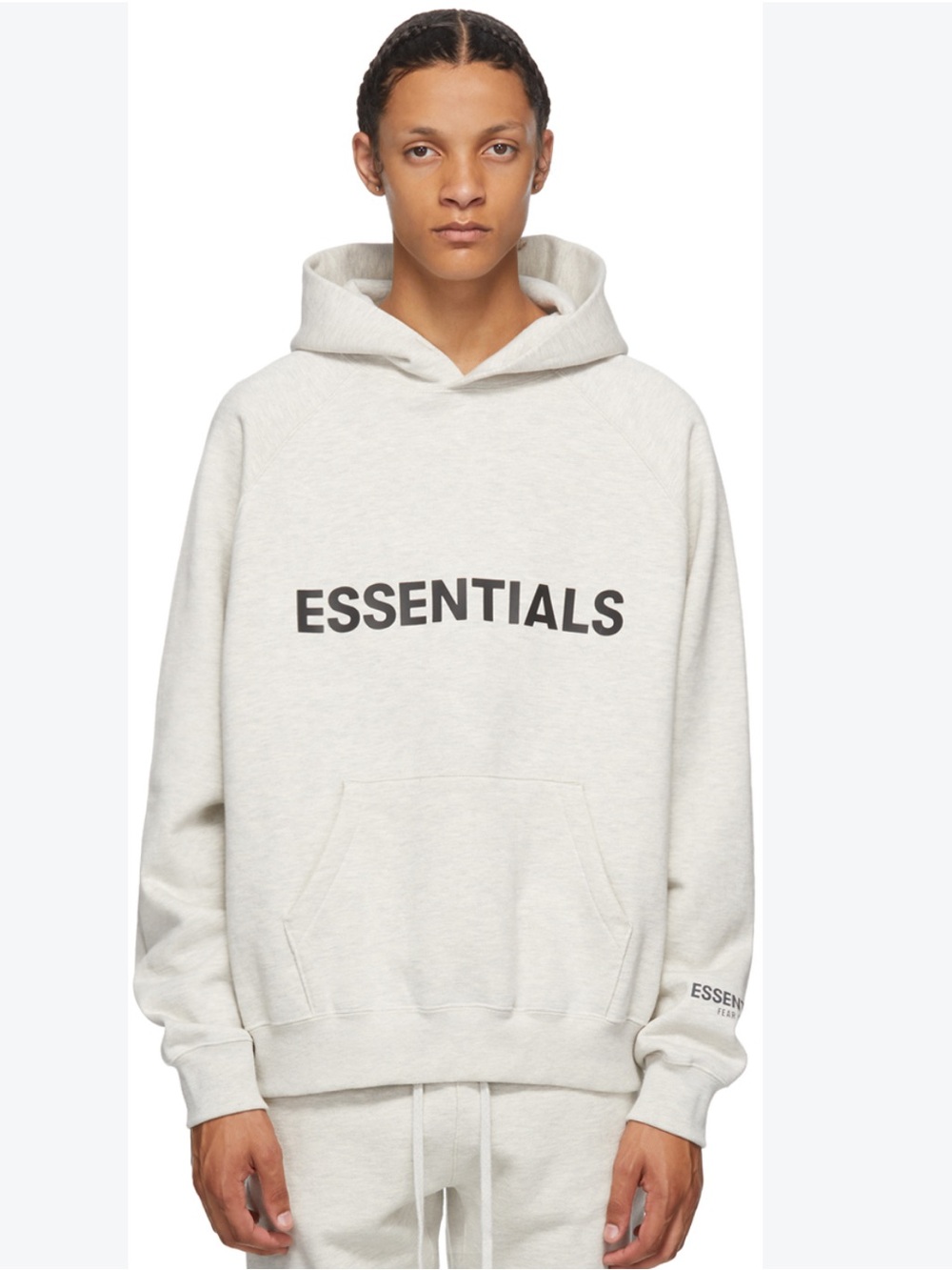 Fear of God Essentials Logo Pullover Hoodie Oatmeal Medium